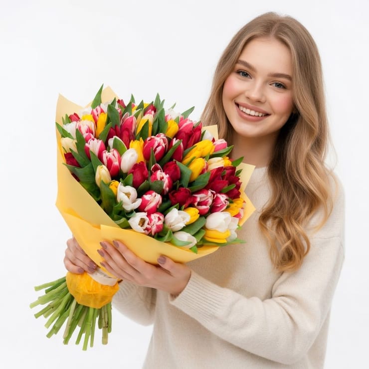 Bouquet of 75 toulips – flower delivery in Less