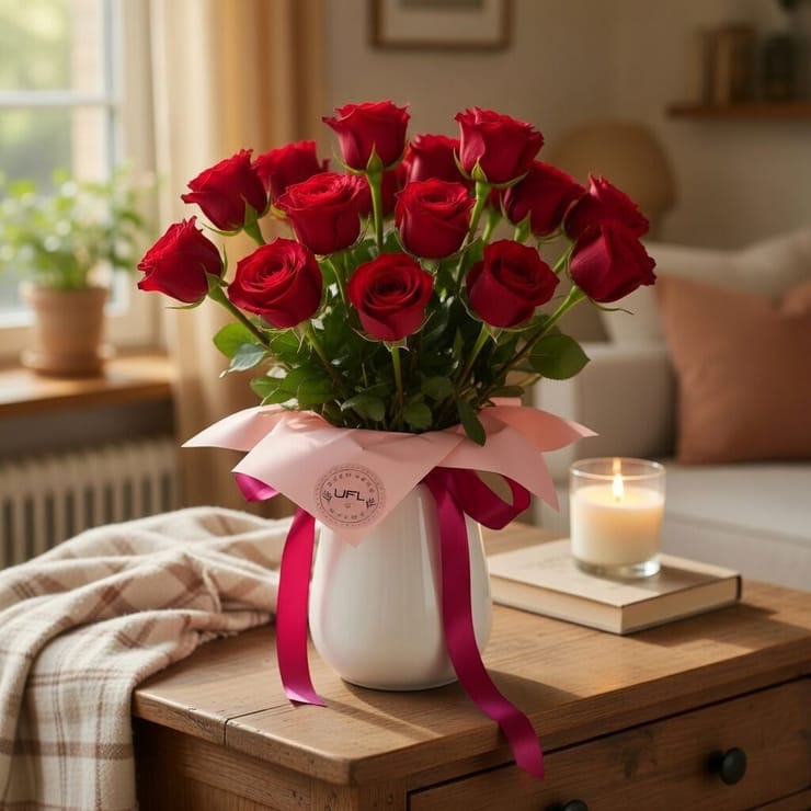 Букет квітів 15 червоних троянд – доставка квітів у Вайсентурм