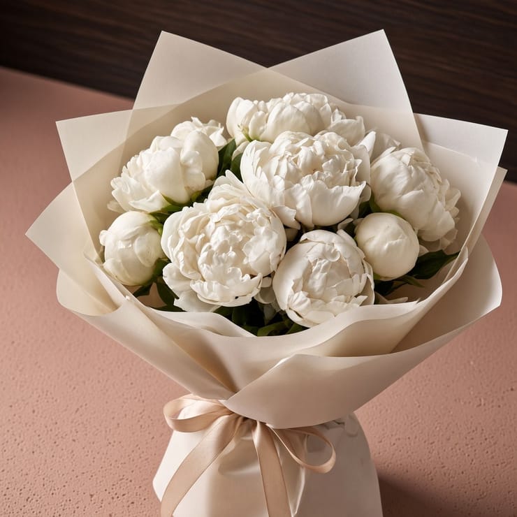 White peonies by piece, Llangollen