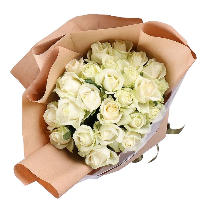 25 white roses – flower delivery in Volnyansk