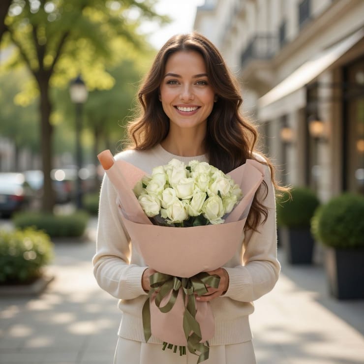 25 белых роз  – доставка цветов в Кэйп Таун