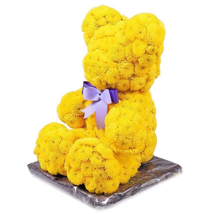 Yellow teddy with a tie-bow – flower delivery in Krasnograd
