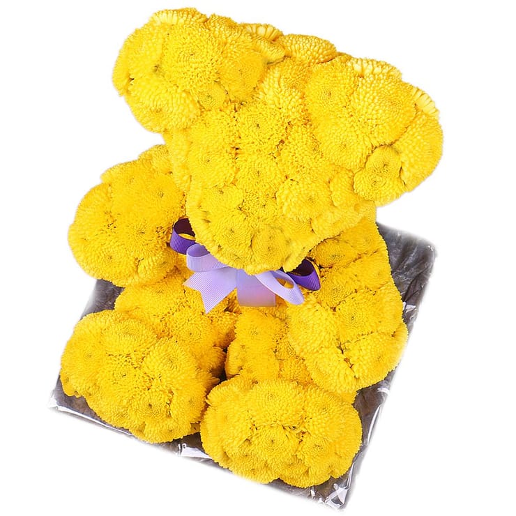 Yellow teddy with a tie-bow – flower delivery in Krasnograd