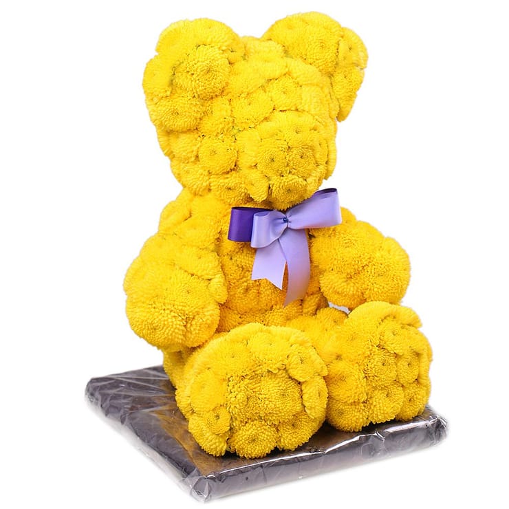 Yellow teddy with a tie-bow – flower delivery in Krasnograd