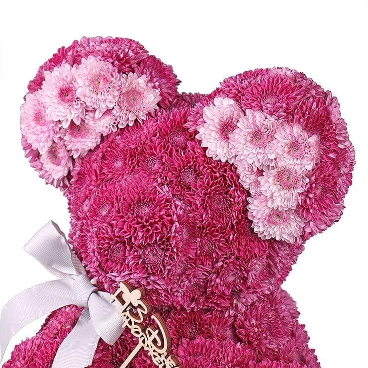 Pink teddy with a tie-bow – flower delivery in Krasnograd