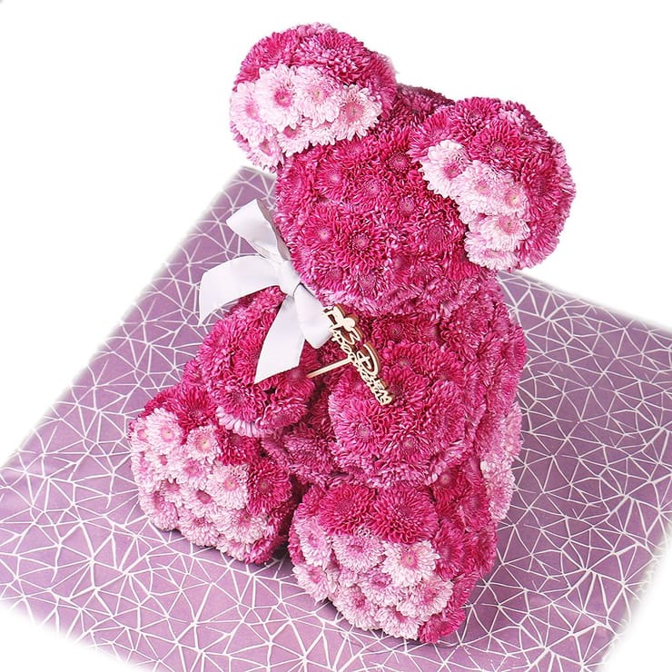 Pink teddy with a tie-bow – flower delivery in Krasnograd