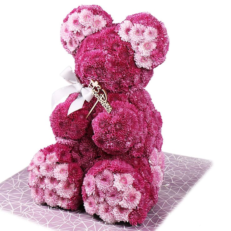 Pink teddy with a tie-bow – flower delivery in Krasnograd