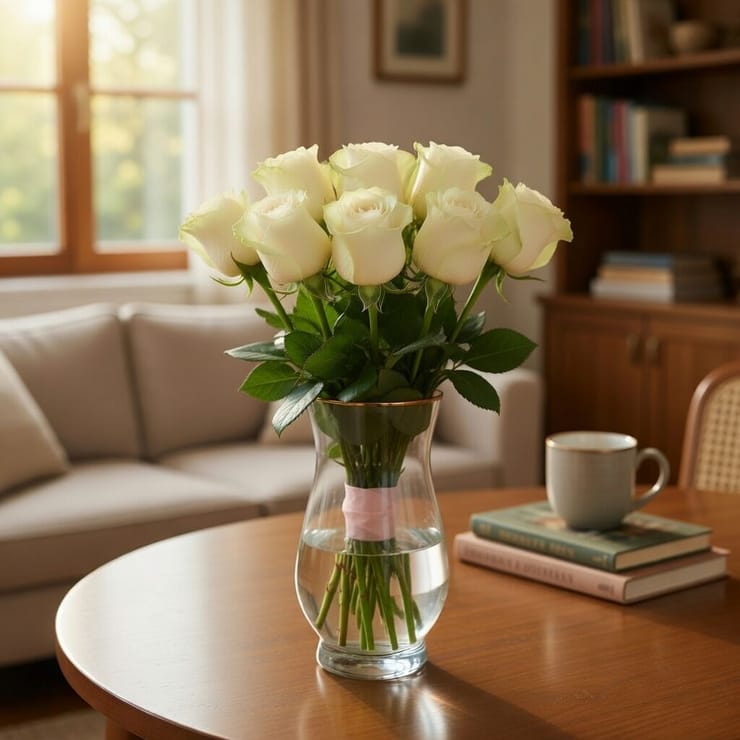 Букет 7 белых роз – доставка цветов в Дордрехт