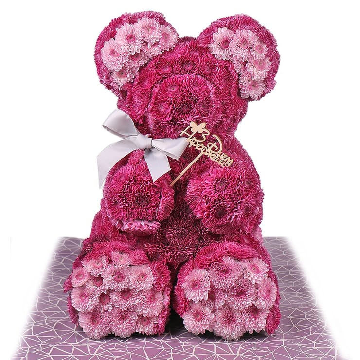 Pink teddy with a tie-bow – flower delivery in Krasnograd