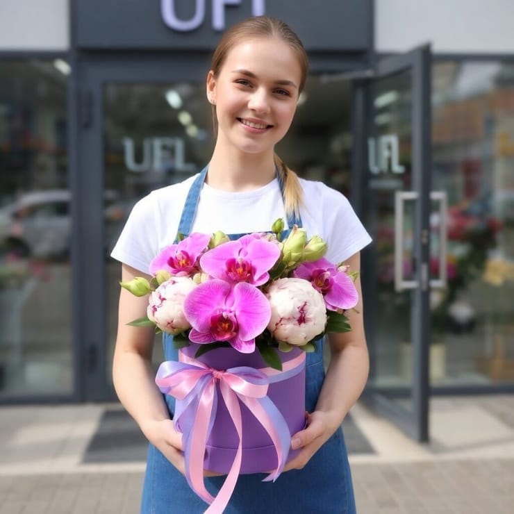 Квіти в коробці Екзотичний сад – доставка квітів у Баласінешти