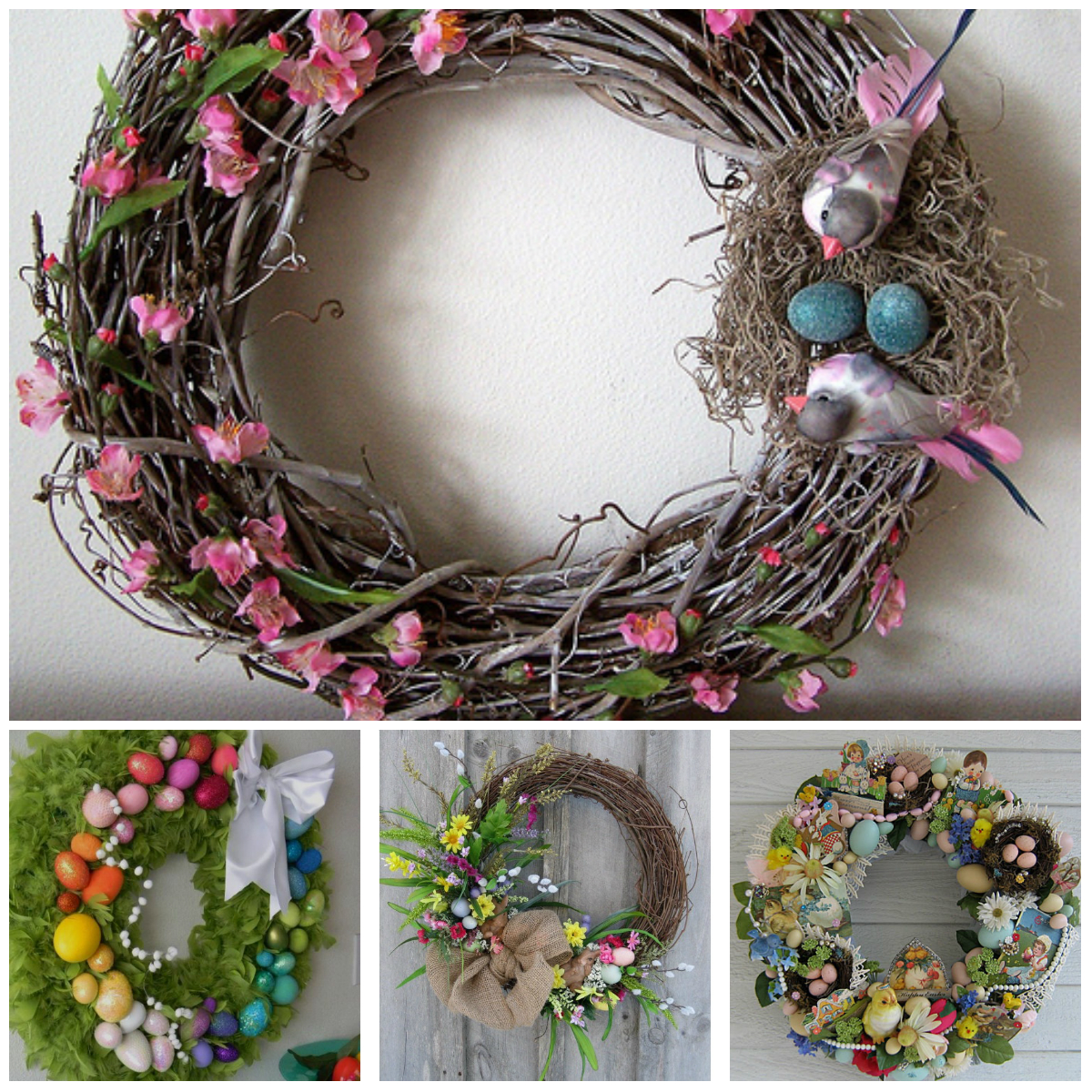 Flowers and wreaths in Easter interior decoration