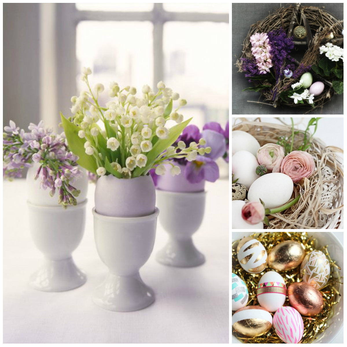 Flowers and wreaths in Easter interior decoration
