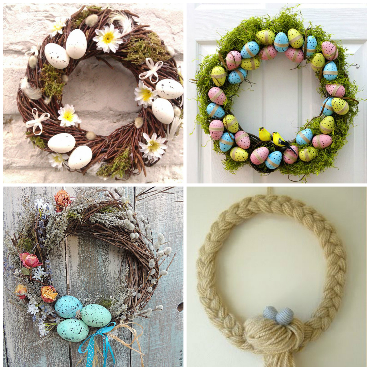 Flowers and wreaths in Easter interior decoration