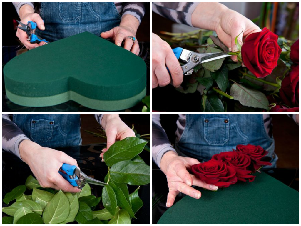 как сделать сердце из роз шаг 1