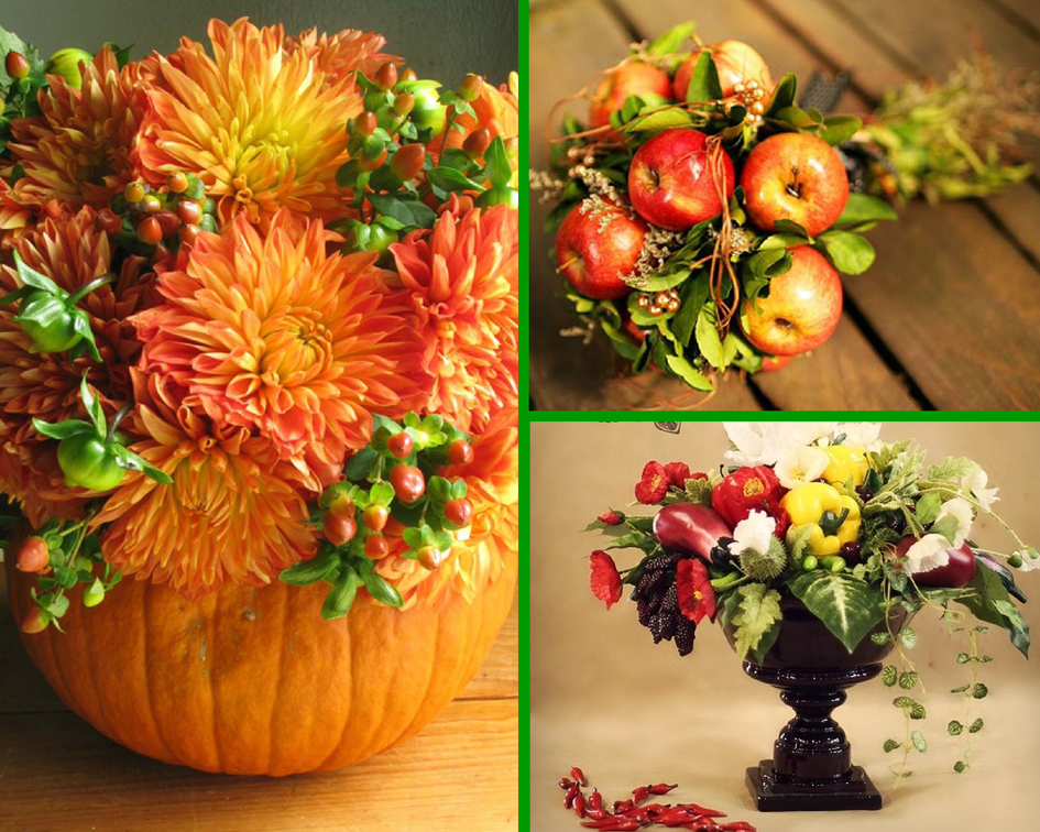 Фрукты в цветочных композициях