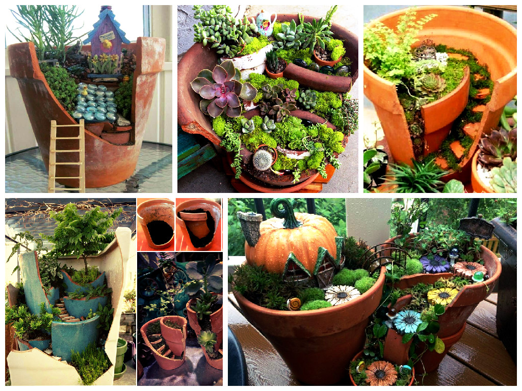 How to make garden in broken pot How to make garden in broken pot