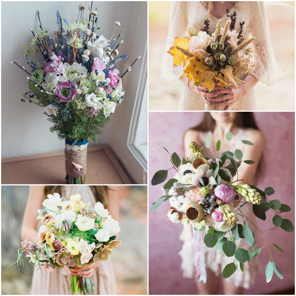 Растрепанные букеты - новый свадебный тренд