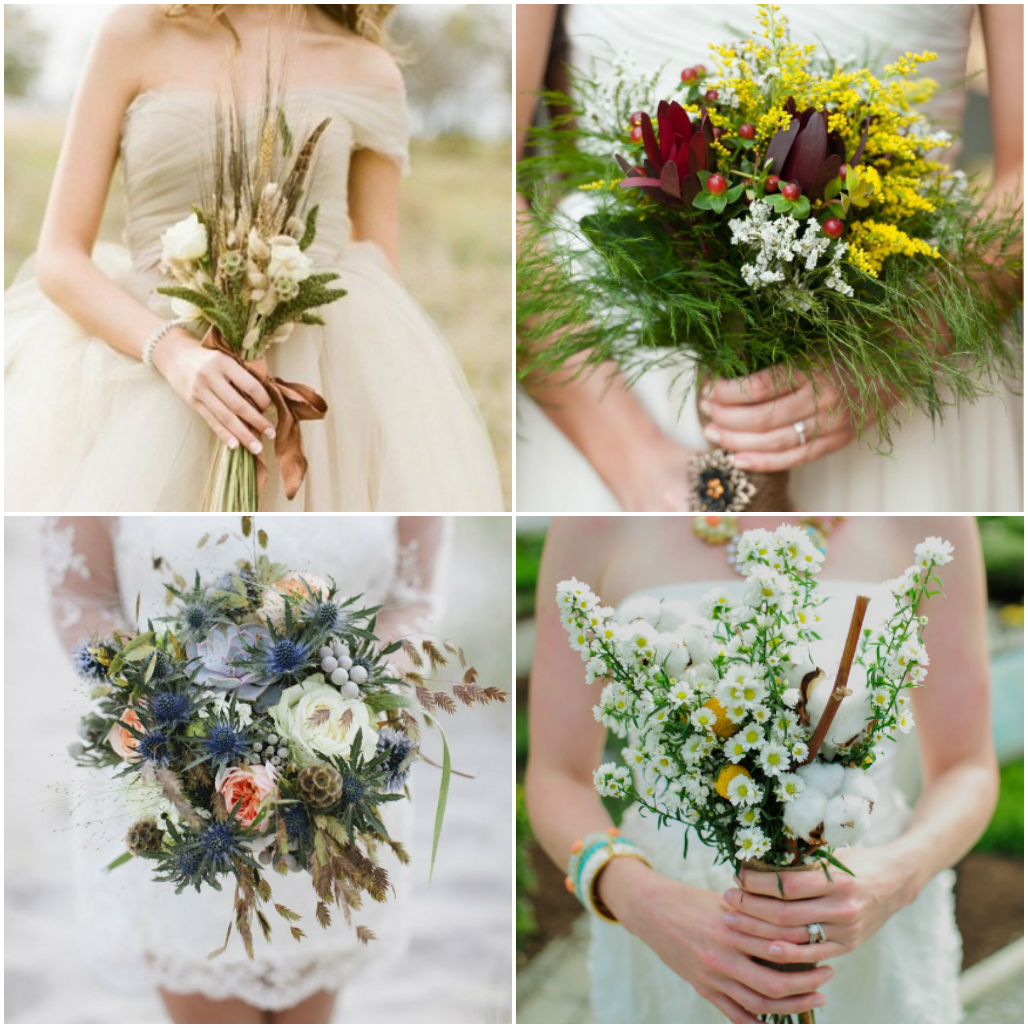 Растрепанные букеты - новый свадебный тренд