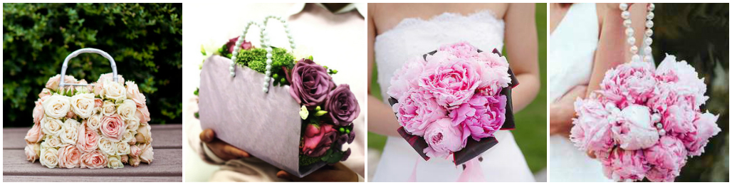 Букет-сумочка и букет-шар из пионов для невесты Букет-сумочка и букет-шар из пионов для невесты