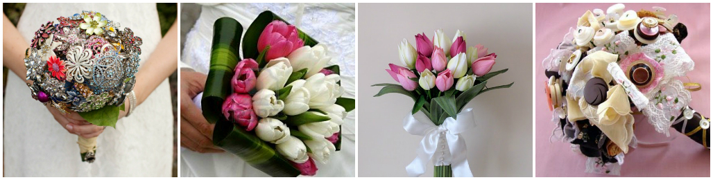 Необычные свадебные букеты из брошей и тюльпанов Необычные свадебные букеты из брошей и тюльпанов